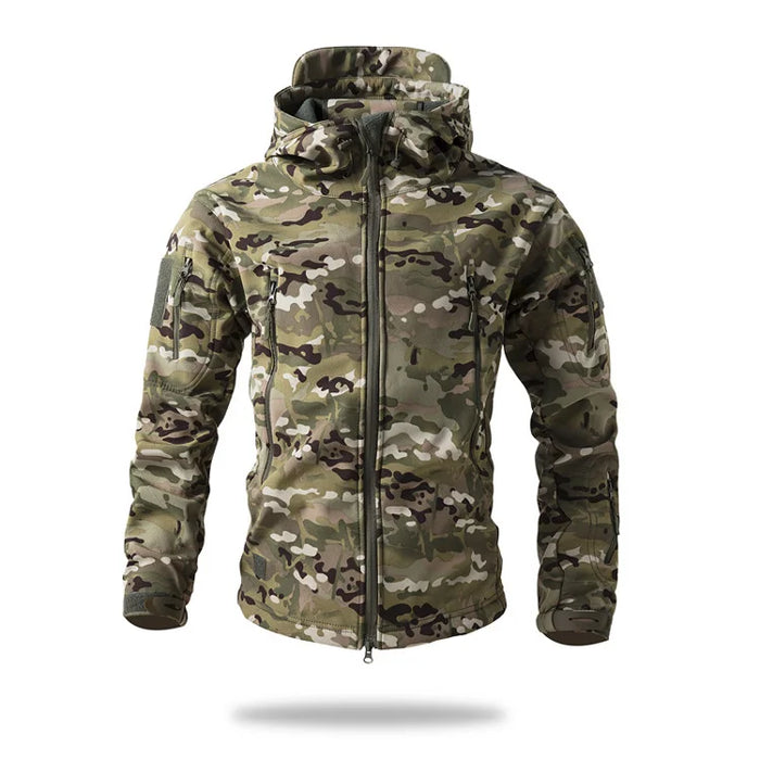 Men’s Waterproof Softshell Jacket with Fleece Lining – Hooded Outdoor Camouflage Coat On Sale