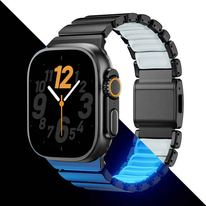 Black Luminous Magnetic Titanium-style Watch Band Compatible With Apple Watch Series On Sale