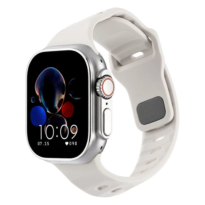 Starlight White Two-Tone Irregular Shape Adjustable Silicone Sporty Watch Band Compatible with Apple Watch 38mm–49mm On Sale | Replacement Watch Band Compatible with Apple Watch Series 1–11, SE & Ultra 