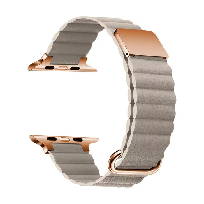 Light Gray Leather Magnetic Loop Apple Watch Ultra Band 38mm, 40mm, 42mm, 44mm, 45mm, 46mm, 49mm On Sale
