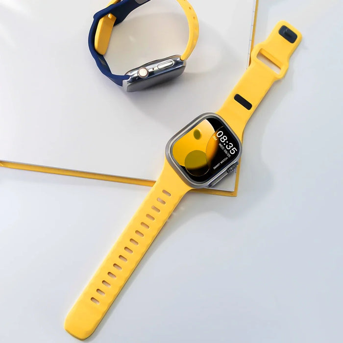 Two-Tone Irregular Shape Adjustable Silicone Sporty Watch Band Compatible with Apple Watch 38mm–49mm On Sale | Replacement Watch Band Compatible with Apple Watch Series 1–11, SE & Ultra 