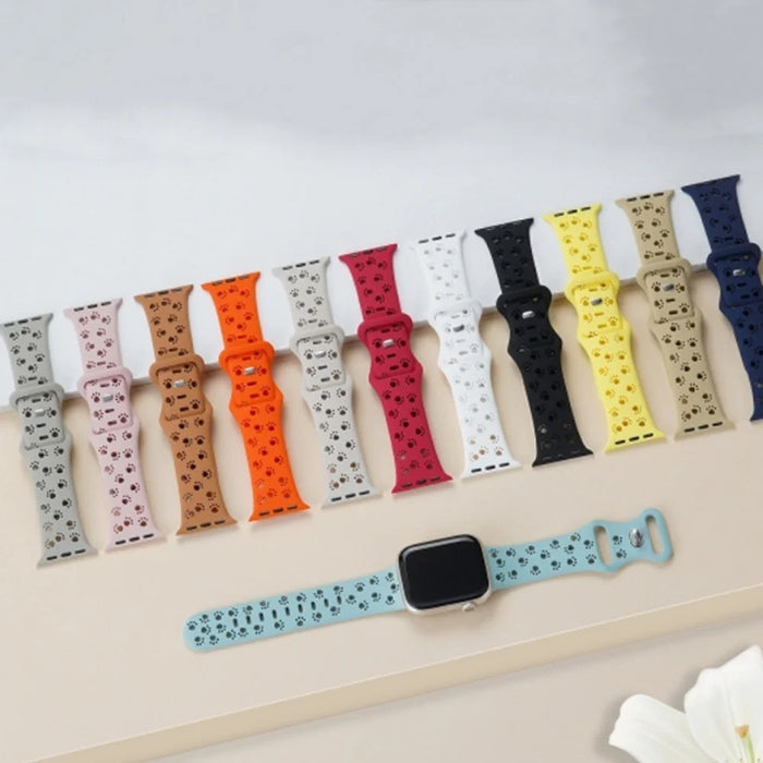 Animal Paws Hollow-out Design Silicone Strap for Apple Watch Band Ultra 2, Series 10, 9, SE, 8, 7, 6, 5 On Sale