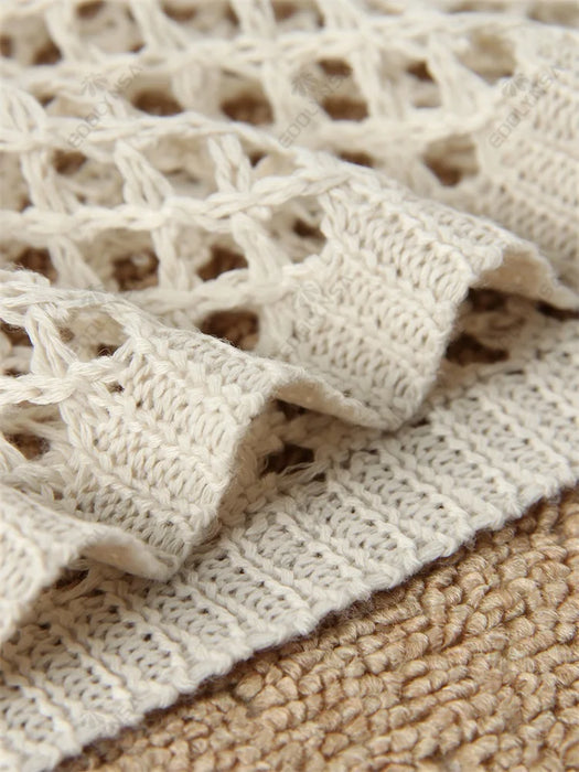 Khaki Crochet Knitted Tunic Cover Up Bikini Beach Dress On Sale