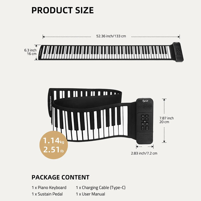 88 Keys Foldable Roll-up Digital Piano With Rechargeable Battery 128 Rhythms And Tones On Sale