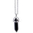 Natural Black Agate Quartz Crystal Hexagonal Pillar Bullet Pendant Necklaces On Sale