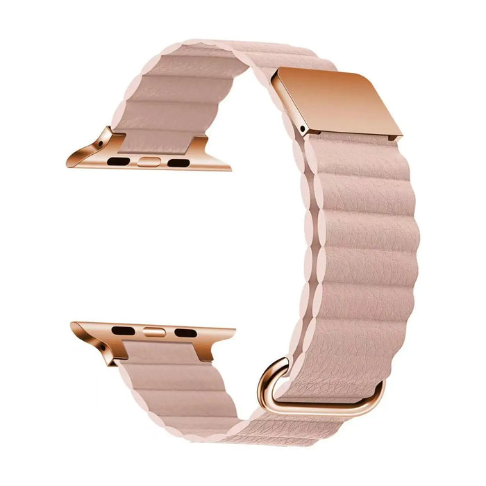 Pink Leather Magnetic Loop Apple Watch Ultra Band 38mm, 40mm, 42mm, 44mm, 45mm, 46mm, 49mm On Sale