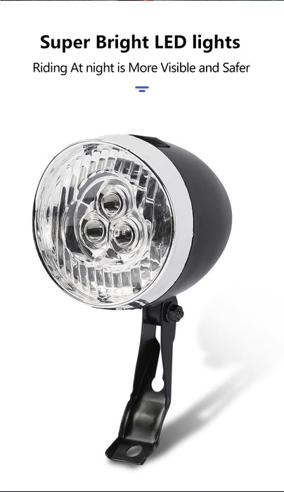 LED Retro Style Bicycle Headlamp Light - Rechargeable Or Battery Options On Sale