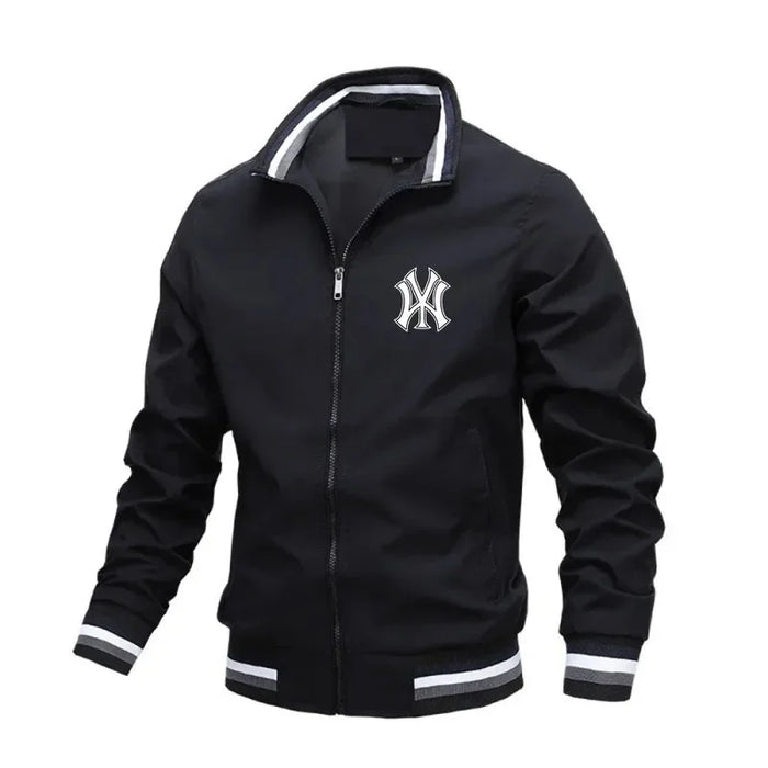 Unisex Varsity Jacket – Lightweight Retro Baseball Style Coat for Men and Women In Black On Sale