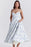 White Blue Floral Printed A-Line Vintage Style Temperament Dress On Sale