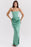 Elegant Strapless Corset Satin Maxi Green Dress On Sale