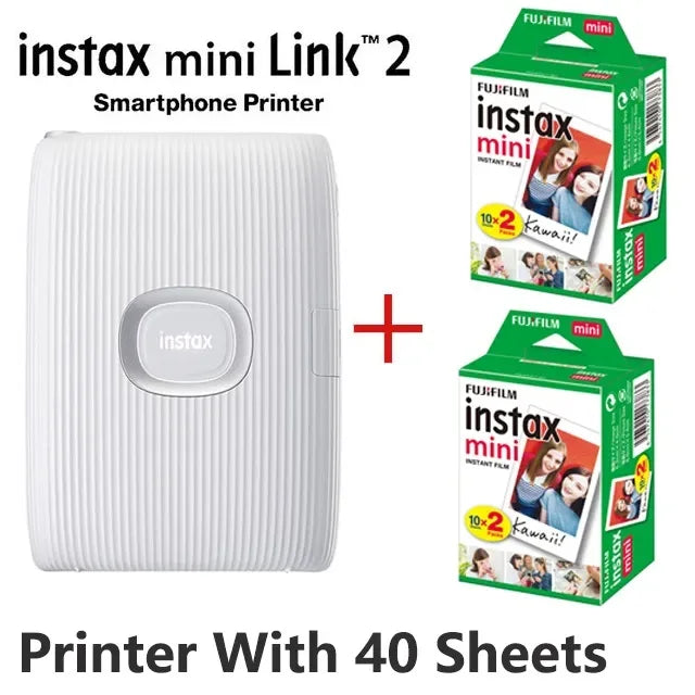 Clay White Fujifilm Instax Mini Link 2 Printer With 40 Mini Film Sheets On Sale