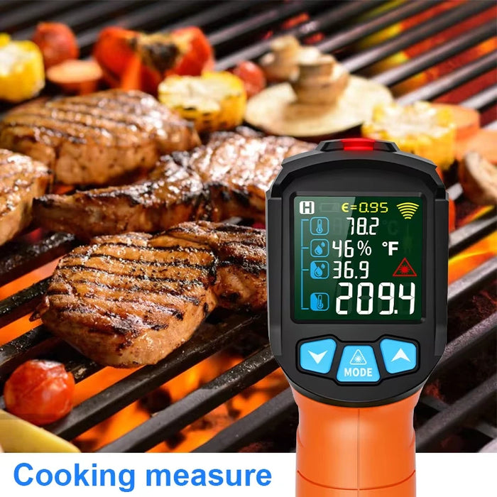 Handheld Non Contact Digital Infrared Thermometer Laser Point Temperature Reader With Humidity and Dew Point Display On Sale