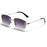 Silver Gradient Gray Classic Rectangular Rimless Sunglasses On Sale