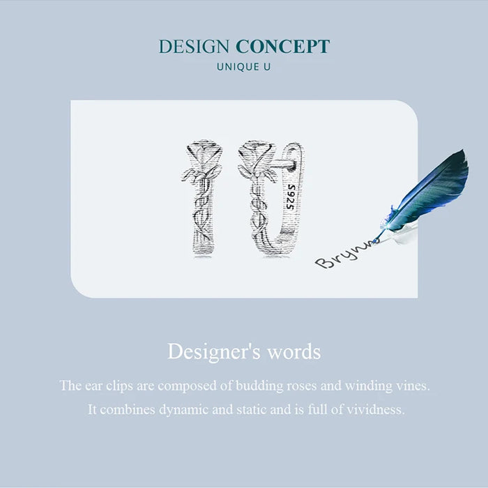 925 Sterling Silver Rose Vine Hoop Earrings On Sale