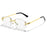 Gold Clear Classic Rectangular Rimless Sunglasses On Sale