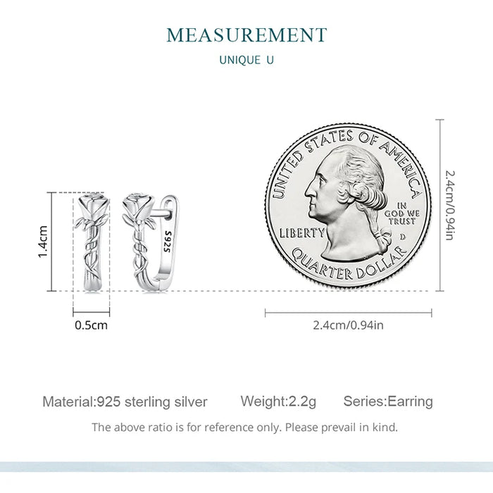 925 Sterling Silver Rose Vine Hoop Earrings On Sale