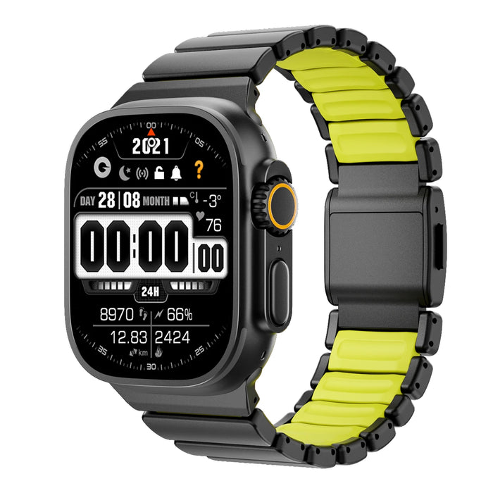Black Green Magnetic Titanium-style Watch Band Compatible With Apple Watch Series On Sale