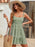 Women's Jacquard Dots Texture Drop-Waist Tie Shoulder Straps Square Neck Green Lace Loose Mini Dresses On Sale