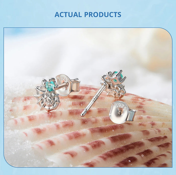 925 Sterling Silver Ocean Marine Life Theme Seashell Stud Earrings Collection On Sale