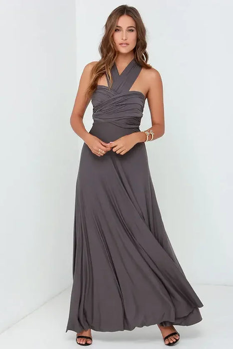 Gray Maxi Convertible Long Dress On Sale