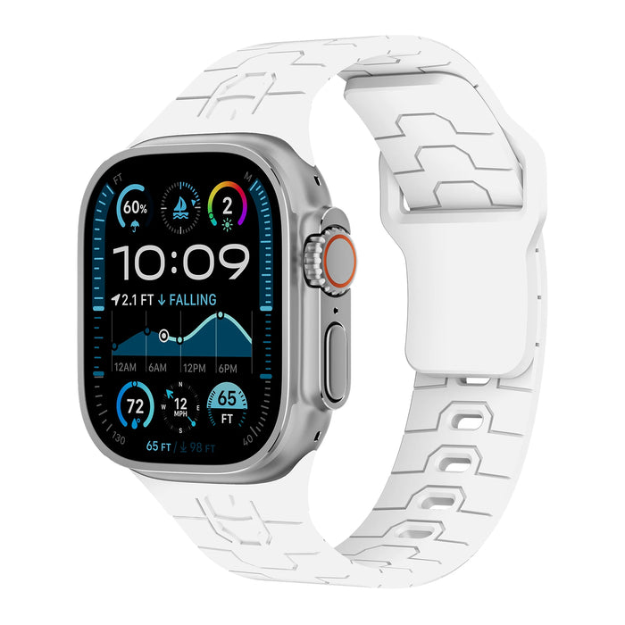 Superhero Style White Silicone Sport Straps For Apple Watch Series 49mm, 46mm, 45mm, 44mm, 42mm, 41mm, 40mm, 38mm On Sale