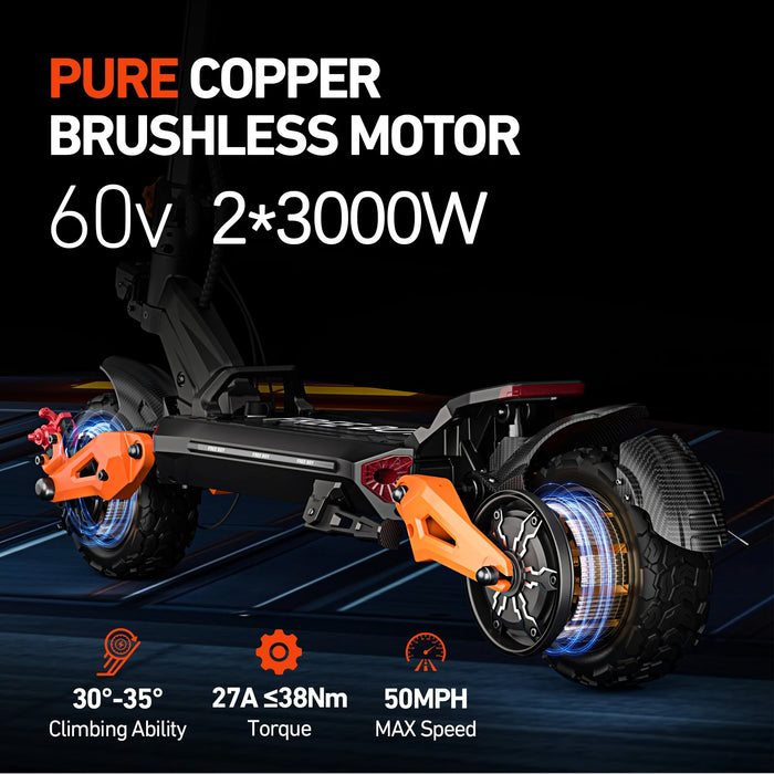 H9 Master 6000W Dual Motor 50mph 60V 30AH 11'' Off Road Tires High-performance Foldable Electric Scooters For Adults On Sale