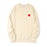 Beige Unisex Embroidered Red Heart Sweatshirt Casual Round Neck Cotton Blend Pullover Top On Sale