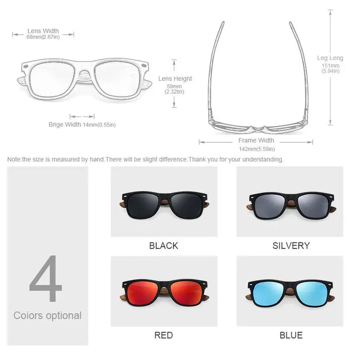Natural Wooden TR90 Black Frames Polarized Sunglasses On Sale