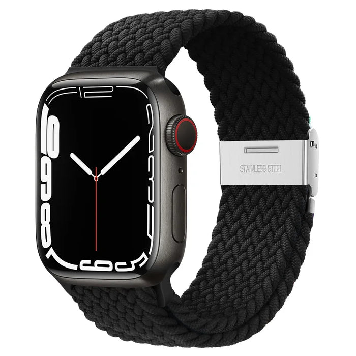 Black Stretchable Braided Loop Apple Watch Bracelet For iWatch Series On Sale