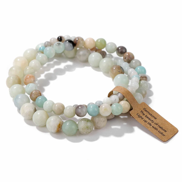 3pcs Set Amazonite Natural Stone Beads Couple Bracelet On Sale