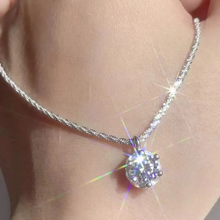 Classic VVS1 Moissanite Diamond  Platinum Plated  s925 Sterling Silver Crown Necklaces On Sale