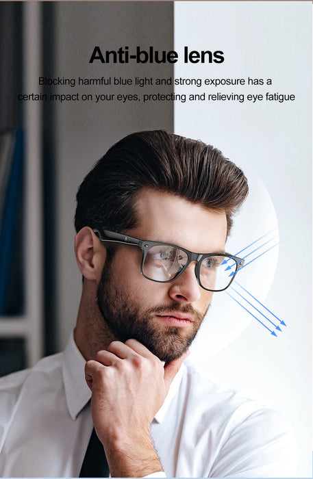 Smart AI Glasses Wireless Bluetooth Call Built-In Mic Speakers Anti-blue Lens Glasses On Sale