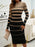 Striped Long Knit Bodycon Dress On Sale