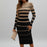 Black Striped Long Knit Bodycon Dress On Sale