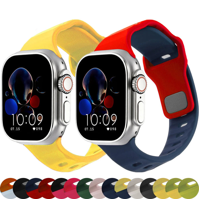 Two-Tone Irregular Shape Adjustable Silicone Sporty Watch Band Compatible with Apple Watch 38mm–49mm On Sale | Replacement Watch Band Compatible with Apple Watch Series 1–11, SE & Ultra 
