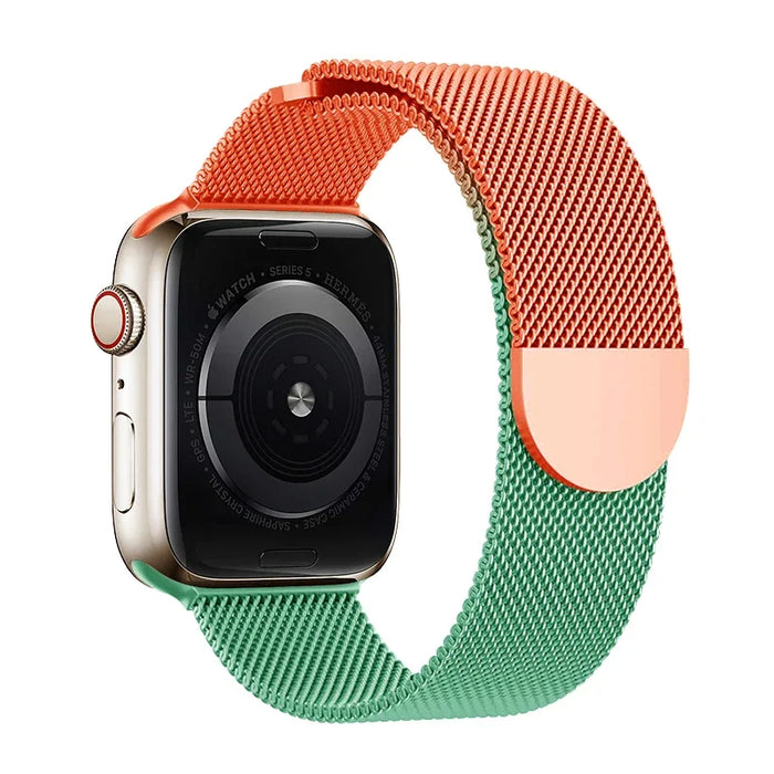 Orange Blue Milanese Mesh Loop With Magnetic Clasp For Apple Watch Band 44mm 40mm 38mm 42mm On Sale