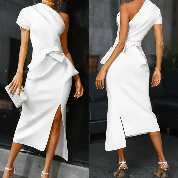 Sexy Asymmetric One Shoulder Cocktail Party Ruched Dress On Sale
