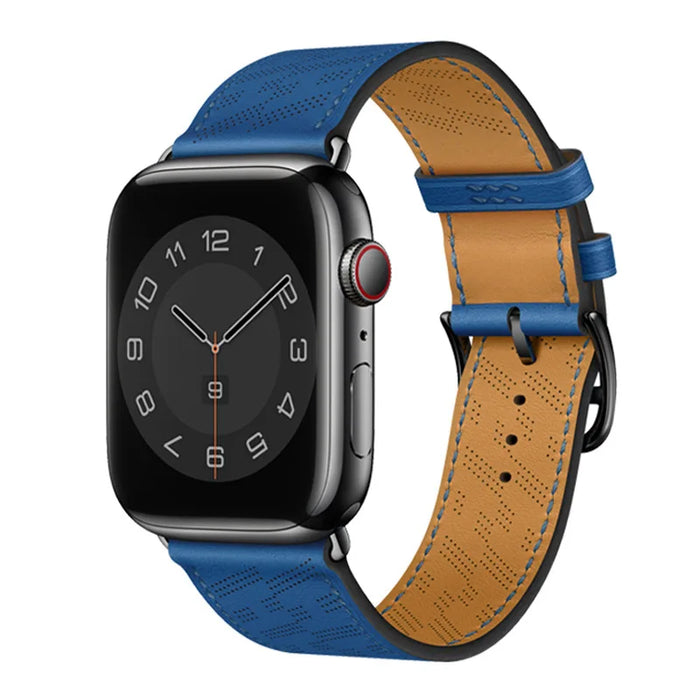 Blue France Genuine Leather Loop Apple Watch Band For iWatch Series On Sale