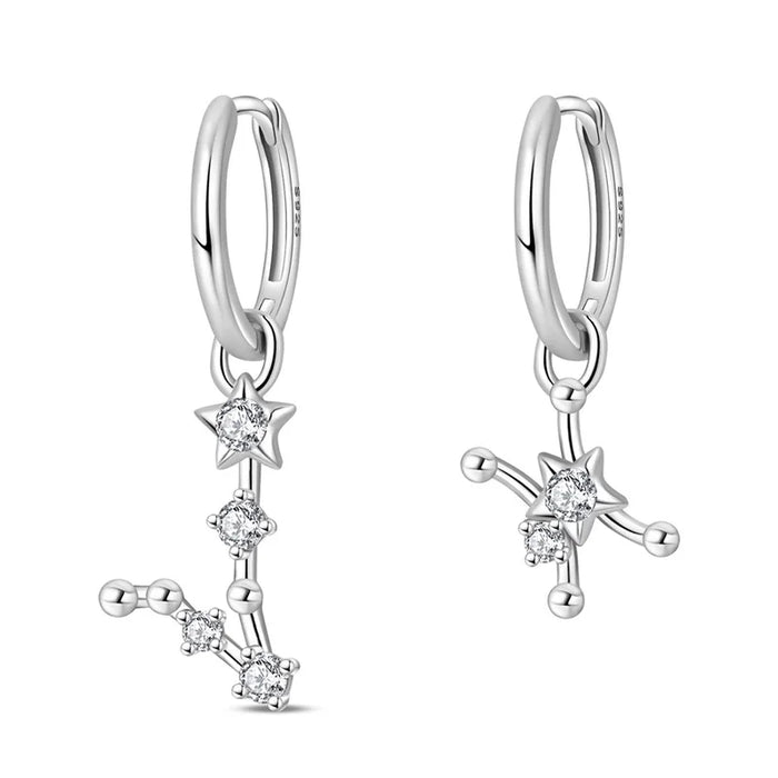 12 Constellation 925 Sterling Silver Aries Hoop Earrings Timeless Zodiac Elegance On Sale