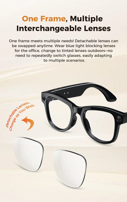 AI Smart Eyewear With Touch Control And Charging Case For Photo, Music, Calls, Hands-free video and Audio Recording On Sale