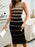 Striped Sleeveless Long Knit Bodycon Dress On Sale