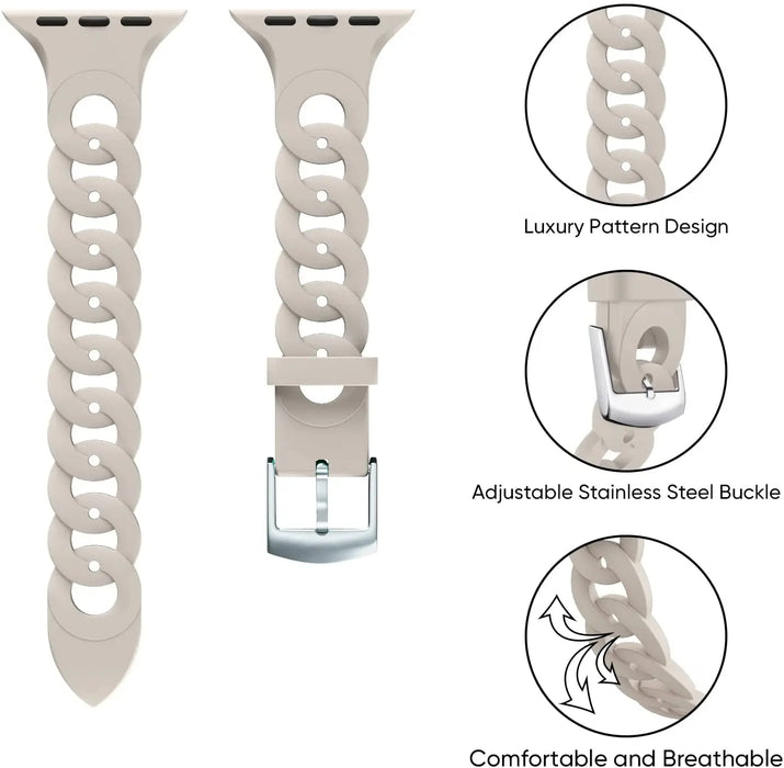 O-Ring Silicone Chain Link Bracelets For Apple Watch Band Design