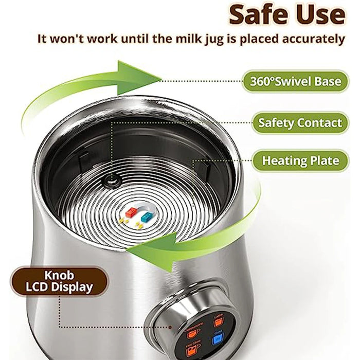 900ML Detachable Stainless Steel Milk Jug Automatic Electric Cafe Milk Frother For Hot or Cold Latte, Coffee, or Chocolate On Sale