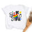 Beautiful Rainbow Heart Print Retro Graphic T-shirt On Sale