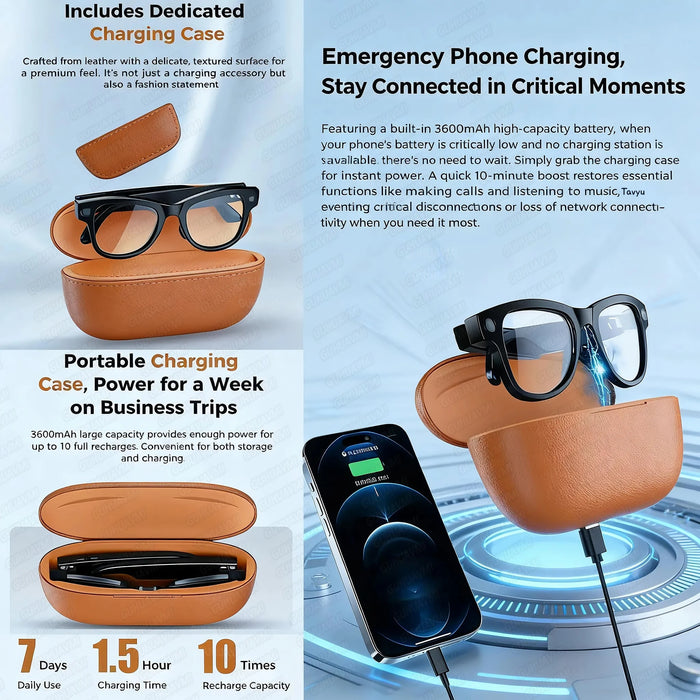 AI Smart Eyewear With Touch Control And Charging Case For Photo, Music, Calls, Hands-free video and Audio Recording On Sale
