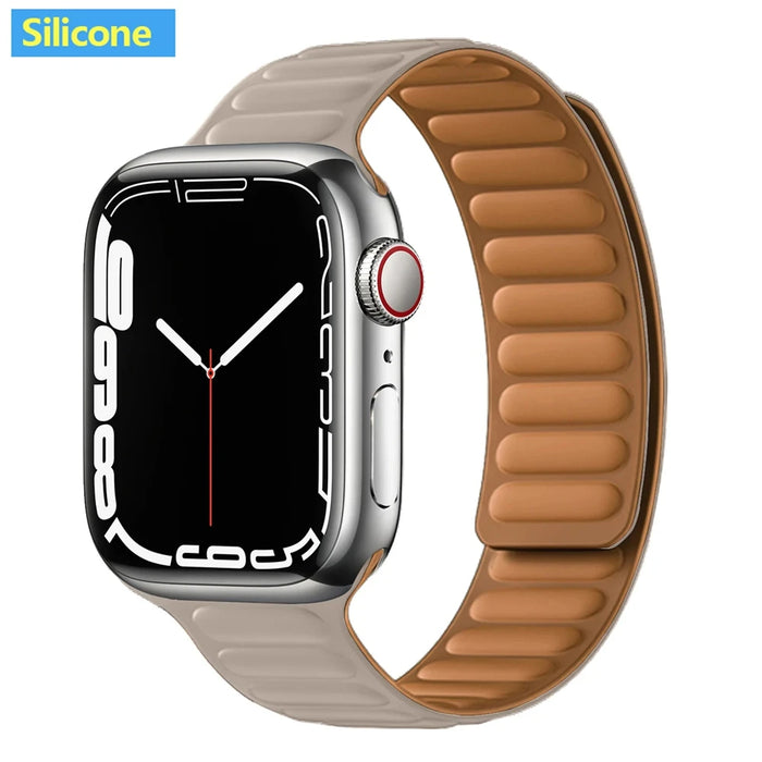 Kakhi Silicone Link Magnetic Loop Apple Watch Band On Sale