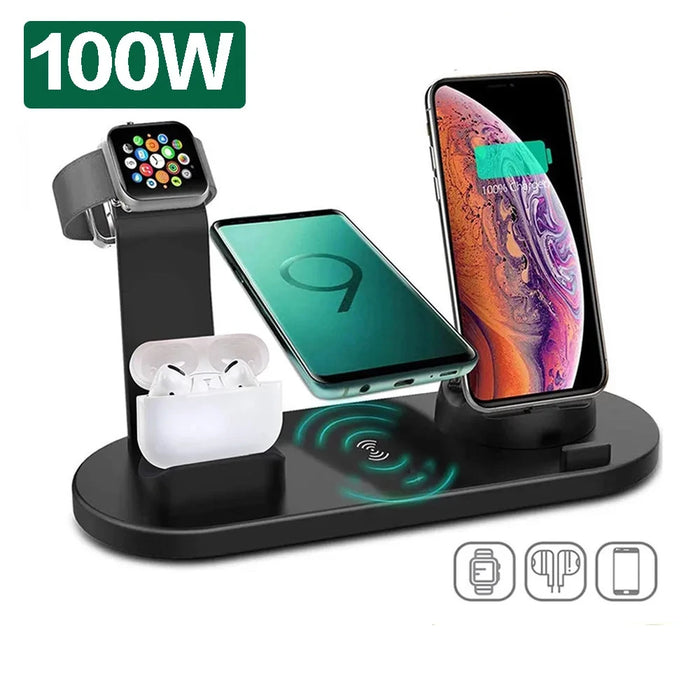 7 in 1 Qualcomm 3.0 Multi Wireless Fast Charging Dock Stand On Sale - Black