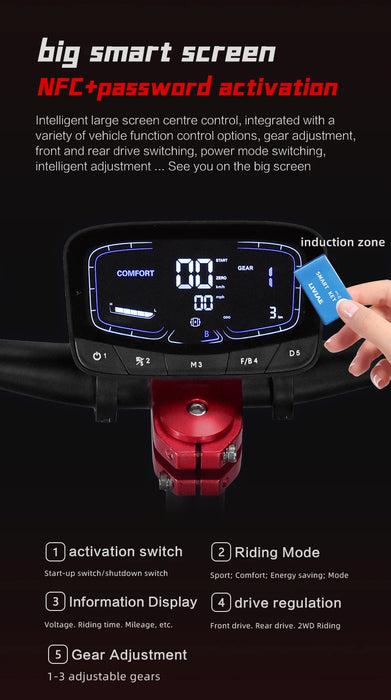 Foldable Off-road Tires Two-wheel Electric Scooter 6000W Motor 60V 38Ah With RGB Colour Lights, Shock Absorption and Smart App Control On Sale