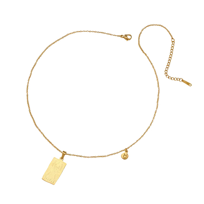 Zodiac Sign Stainless Steel Pendant Necklace – Tarot Card Style Constellation Necklace for Women On Sale