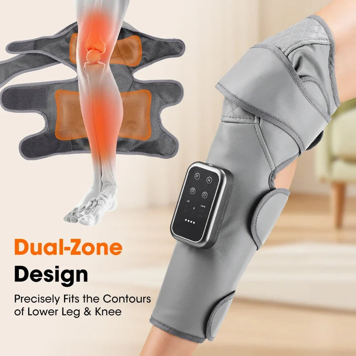 360° Cordless Air Compression Leg & Knee Massager with Heat, Rechargeable 3-Mode Calf Massage Wrap On Sale